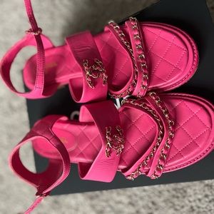 Authentic pink Chanel sandals.